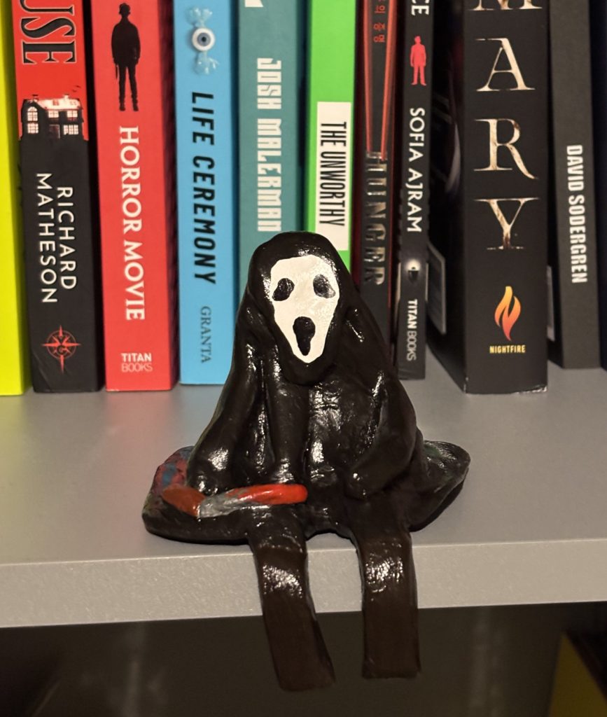 Handmade masked slasher bookshelf ornament