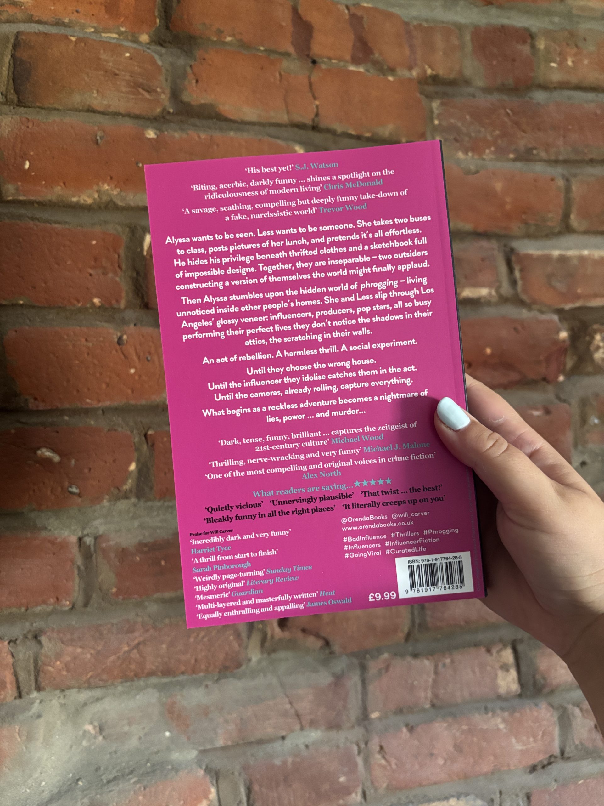 Bad Influence Will Carver back cover