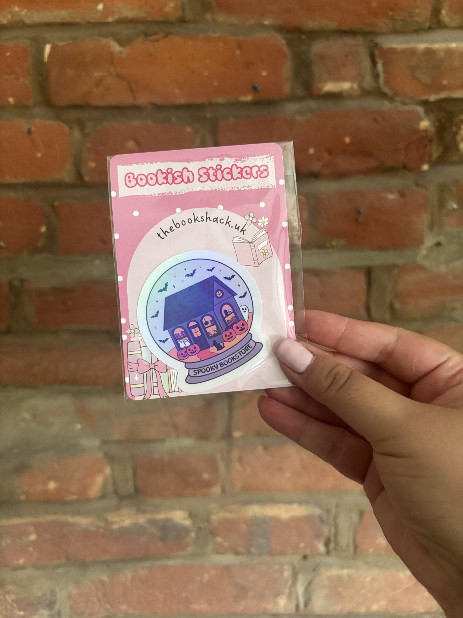Spooky Bookstore Holographic Globe sticker