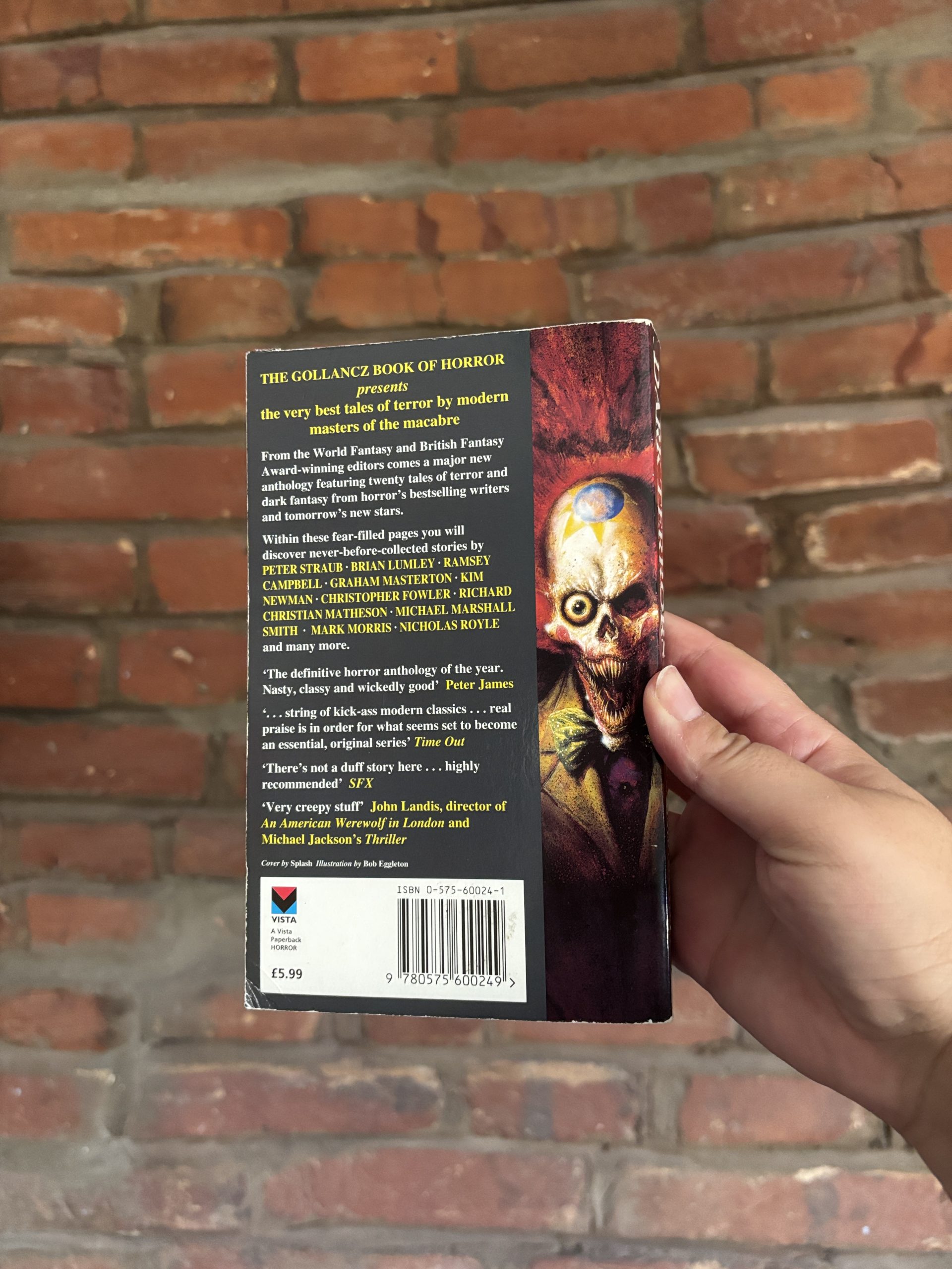 Back cover of Dark Terrors: The Gollancz Book of Horror Volume 1 showing book description and publisher details