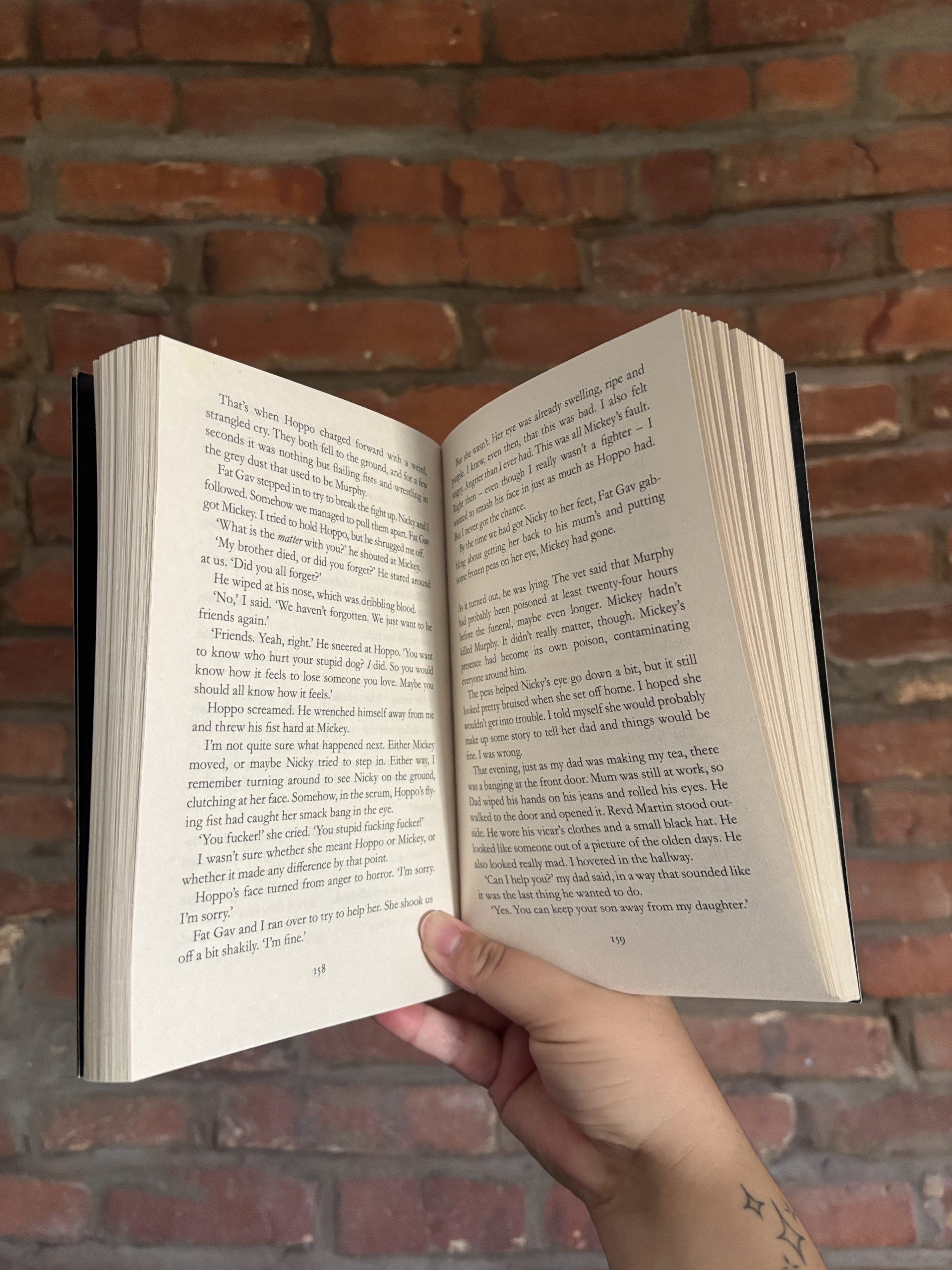 Open copy of The Chalk Man showing pages from the mystery thriller