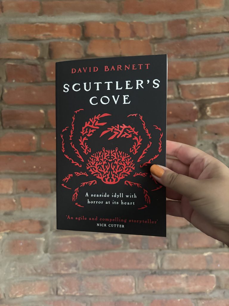 Front cover of Scuttler’s Cove by David Barnett, a coastal folk horror novel set in Cornwall.